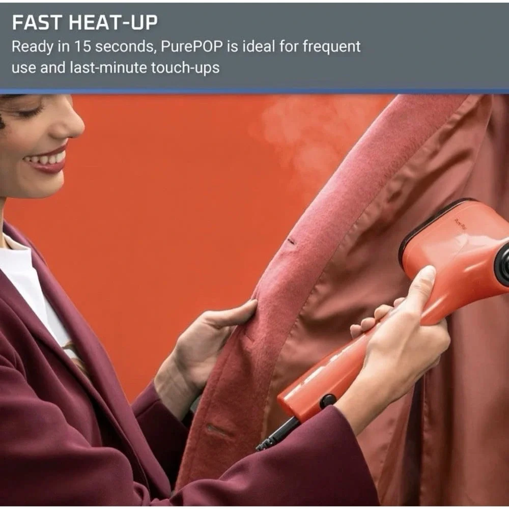 Rowenta Pure Pop Handheld Garment Fabric Steamer Red Lint & Velvet Pad 1150W